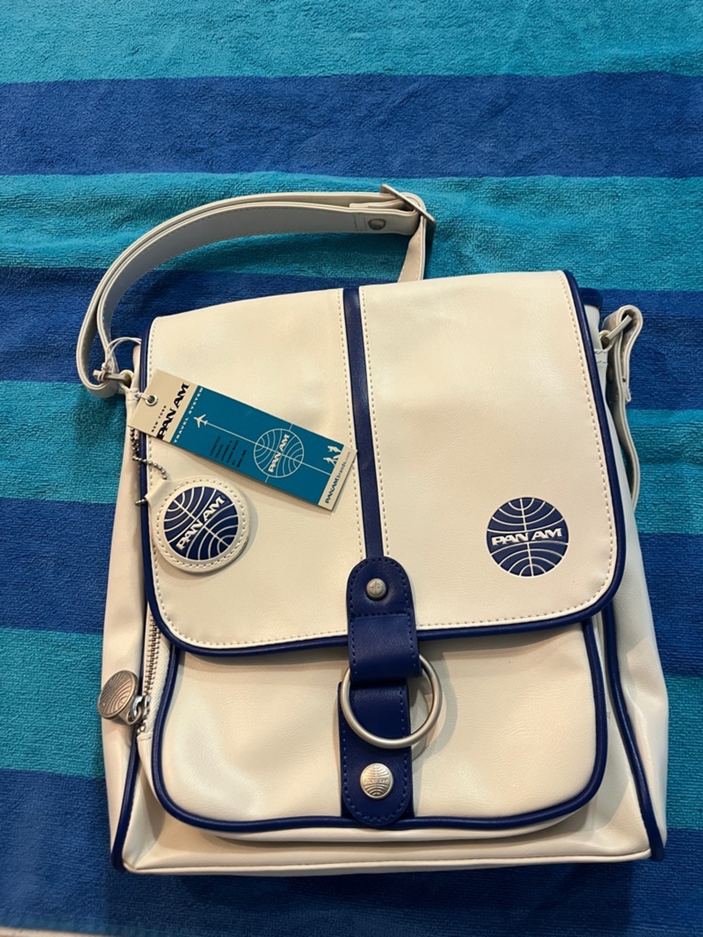 Pan Am White and Navy Vintage-Inspired Crossbody Bag